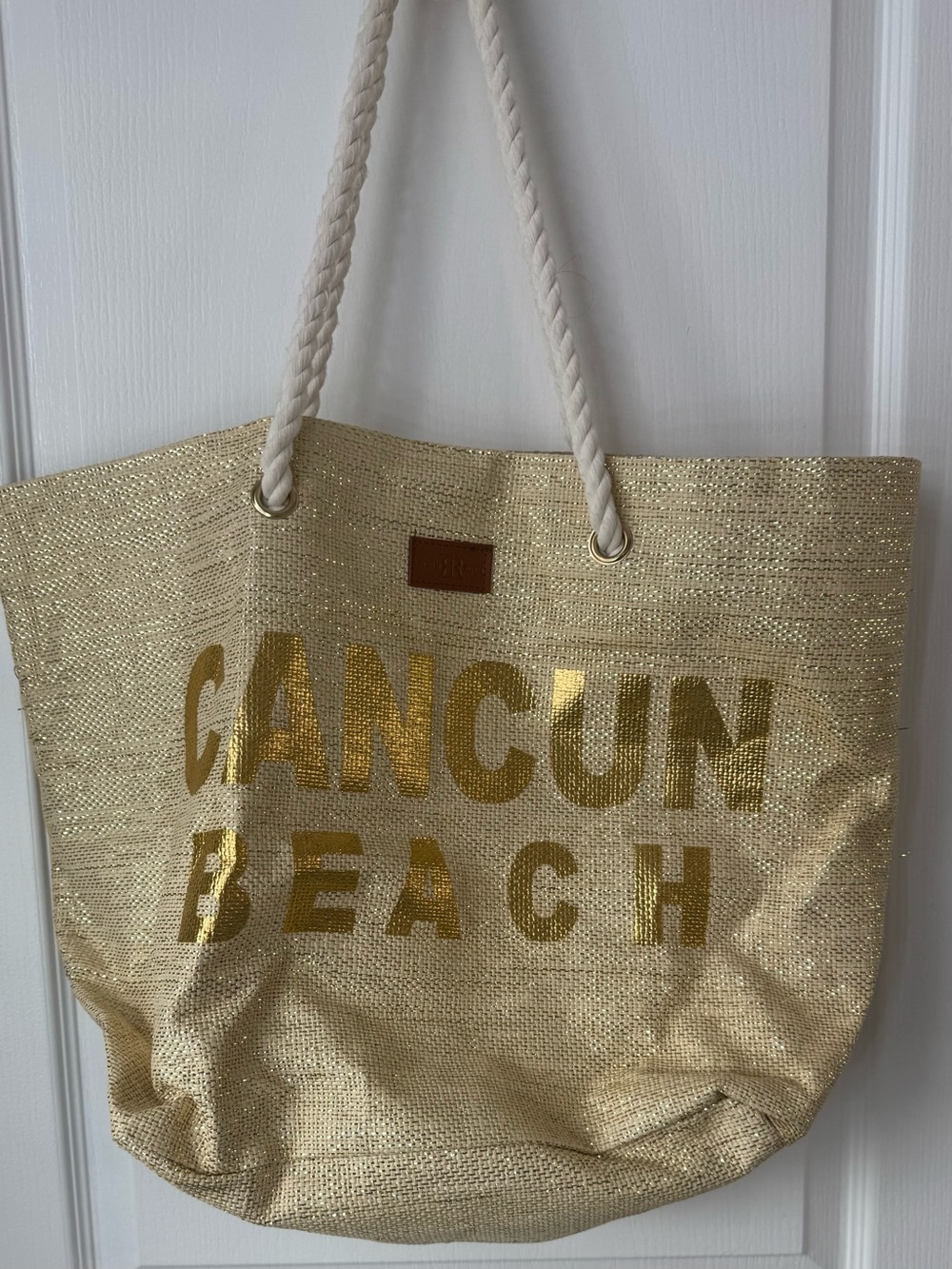 Gold 'Cancun Beach' Tote Bag - Rope Handle